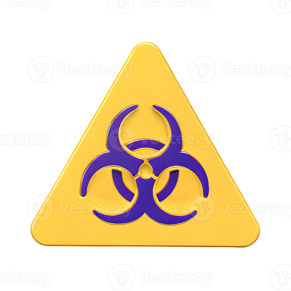 AI generated Biological Triangle Hazard Icon symbol 3d isolated on transparent background png