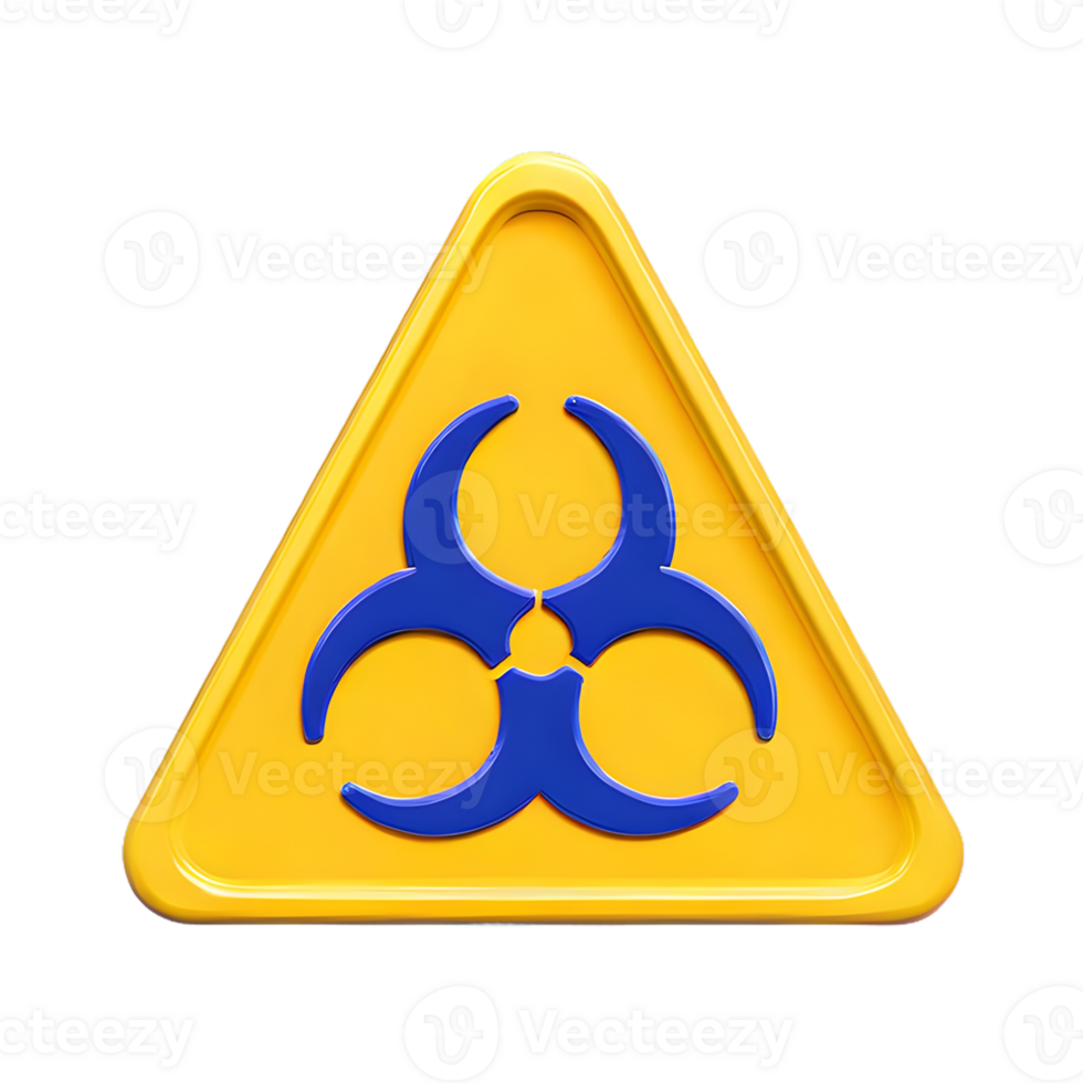 AI generated Biological Triangle Hazard Icon symbol 3d isolated on transparent background png