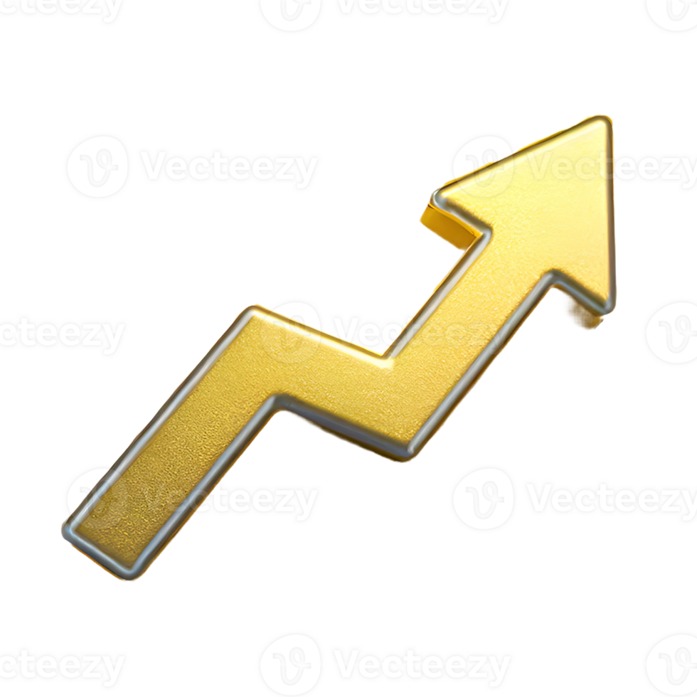 AI generated Rising Arrow icon Symbol 3d isolated on transparent background png