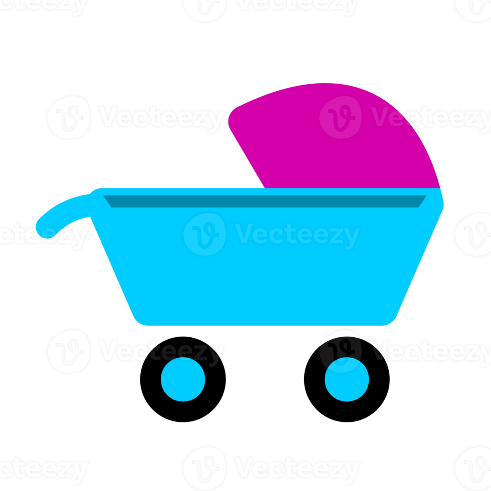 bebis pråm sittvagn. sulky och barnvagn med tak och snurra hjul. png