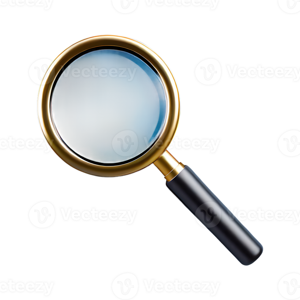 AI generated Magnifying Glass Search Icon symbol 3d isolated on transparent background png
