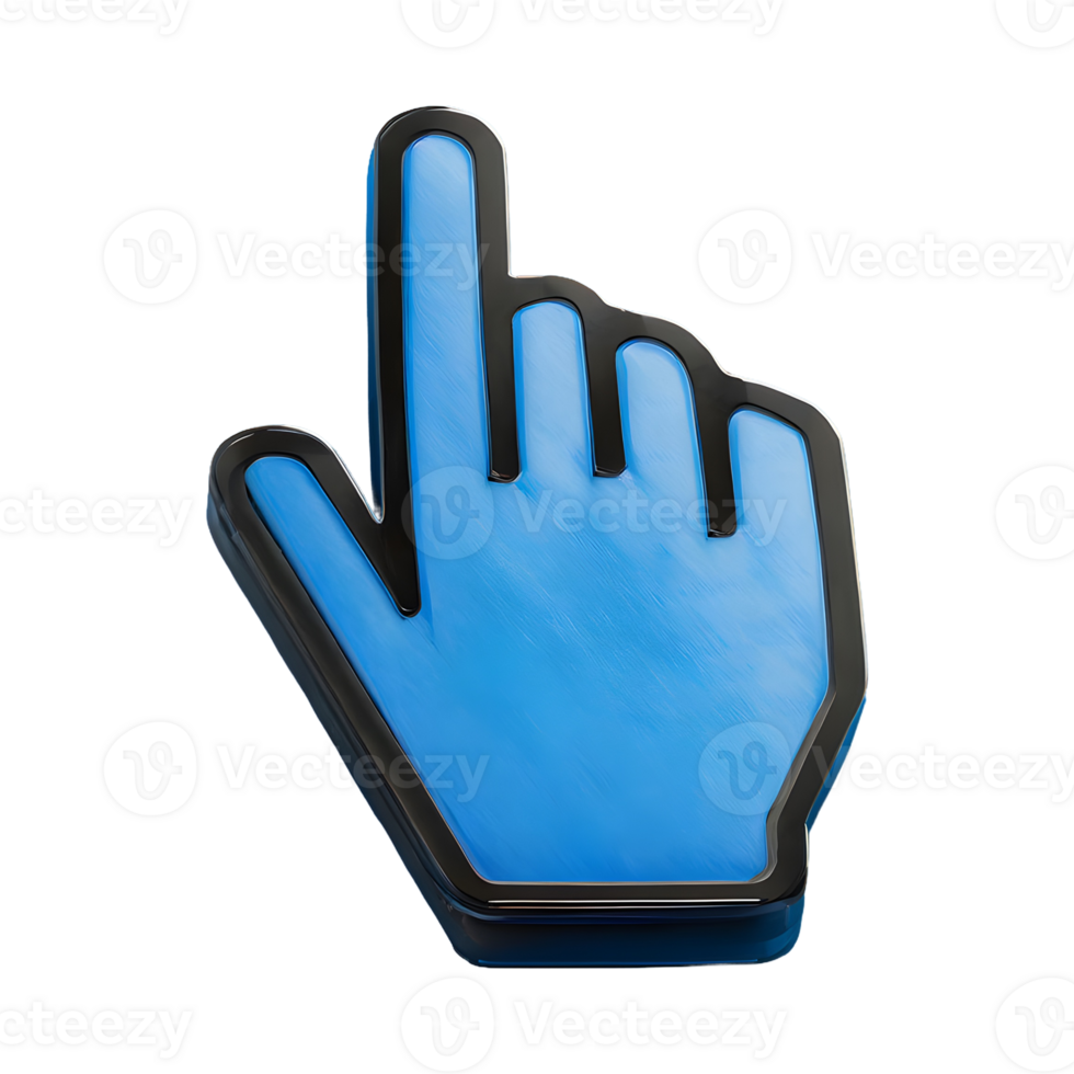 AI generated Icon Hand Cursor Blue isolated on transparent background png