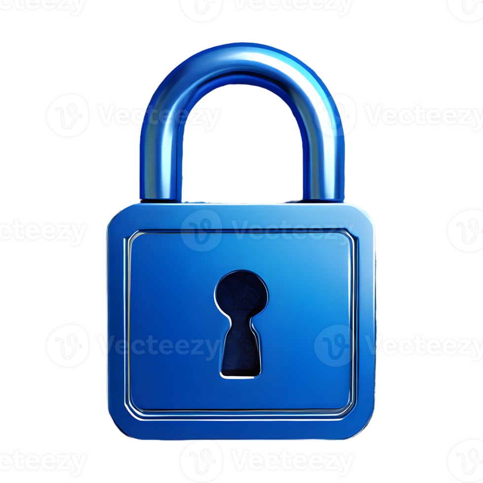 AI generated Lock Icon symbol 3d isolated on transparent background png
