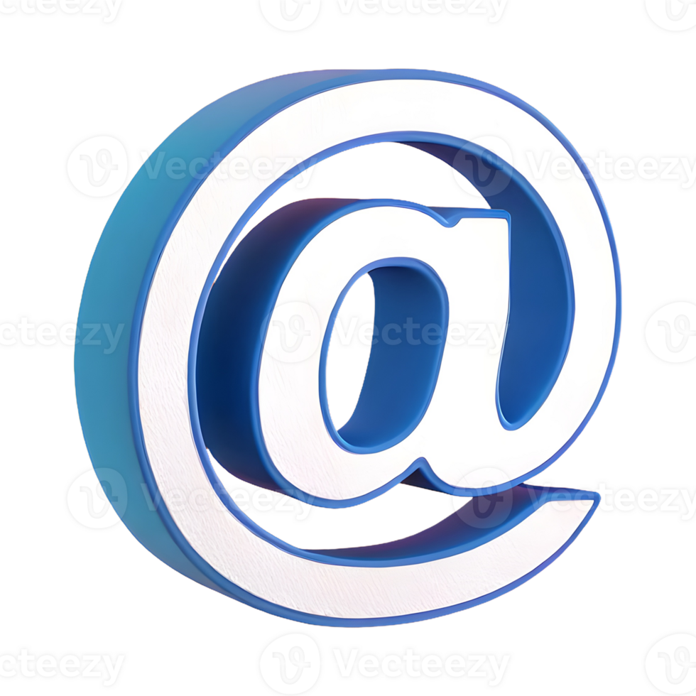 AI generated At Symbol icon 3d isolated on transparent background png