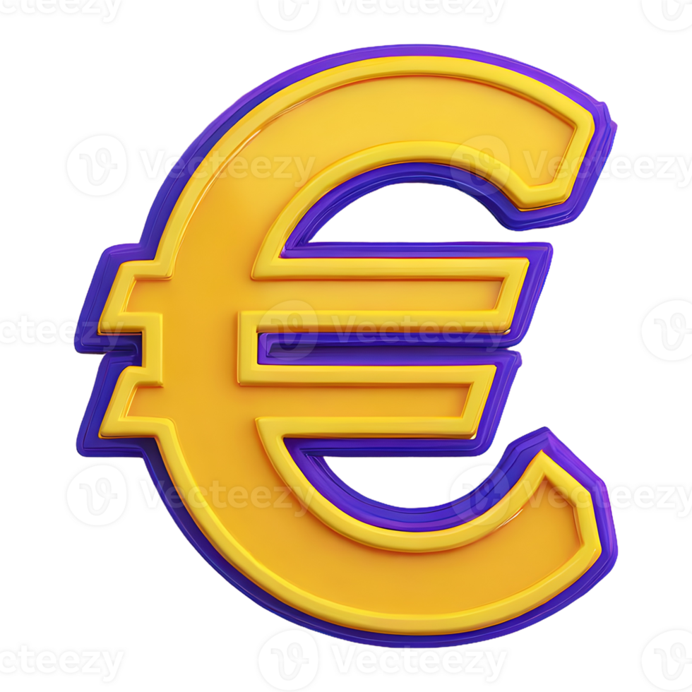AI generated Euro Sign symbol 3d isolated on transparent background png