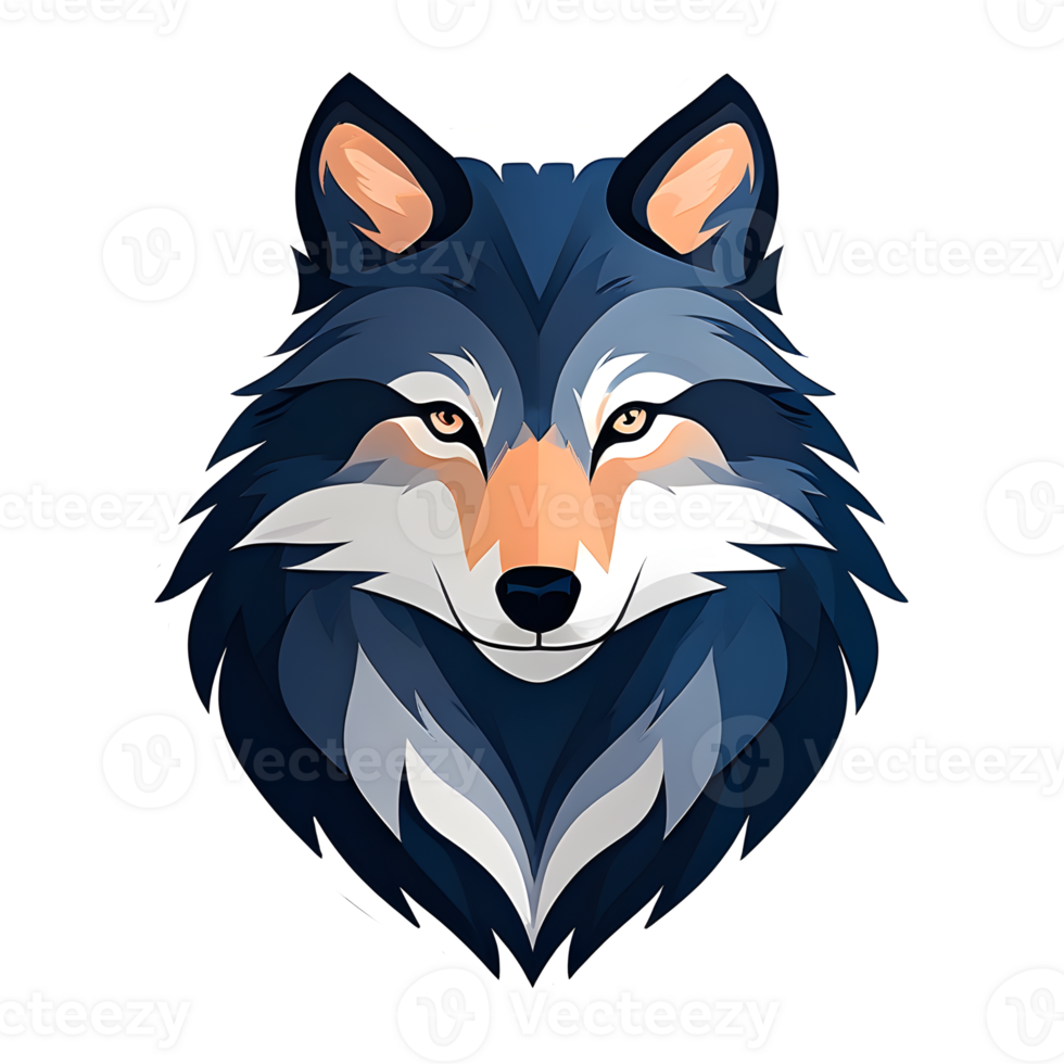 AI generated Blue Wolf animal design sticker logo minimalist simple illustration clipart png