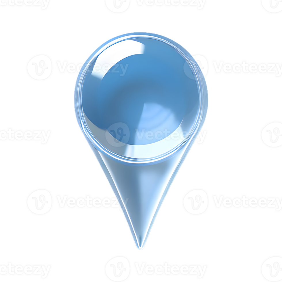 AI generated glass Pin Web Icon symbol 3d isolated on transparent background png