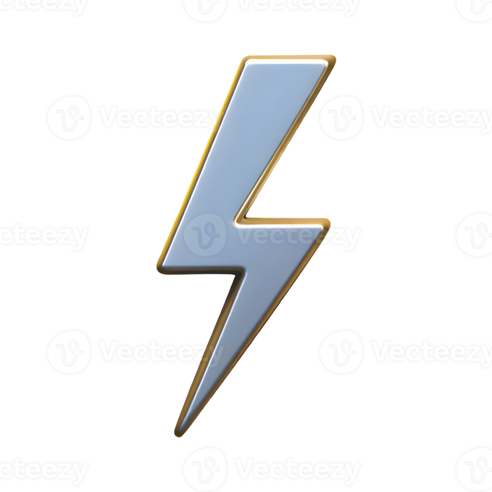 AI generated Power Bolt icon Symbol 3d isolated on transparent background png