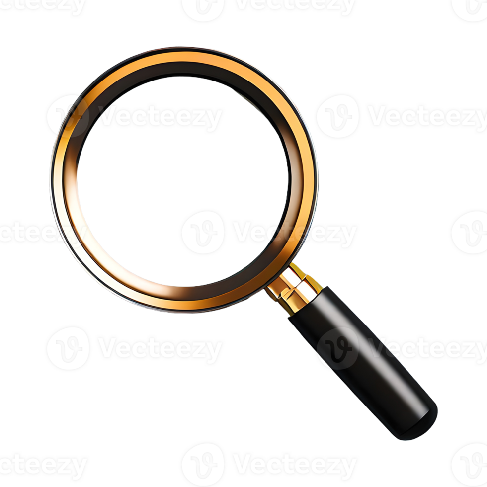 AI generated Magnifying Glass Search Icon symbol 3d isolated on transparent background png