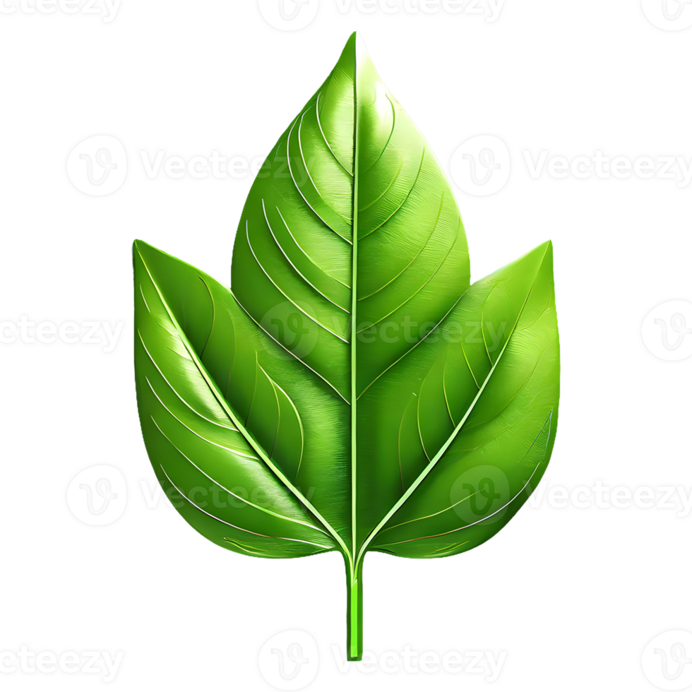 AI generated Leaf Icon symbol 3d isolated on transparent background png