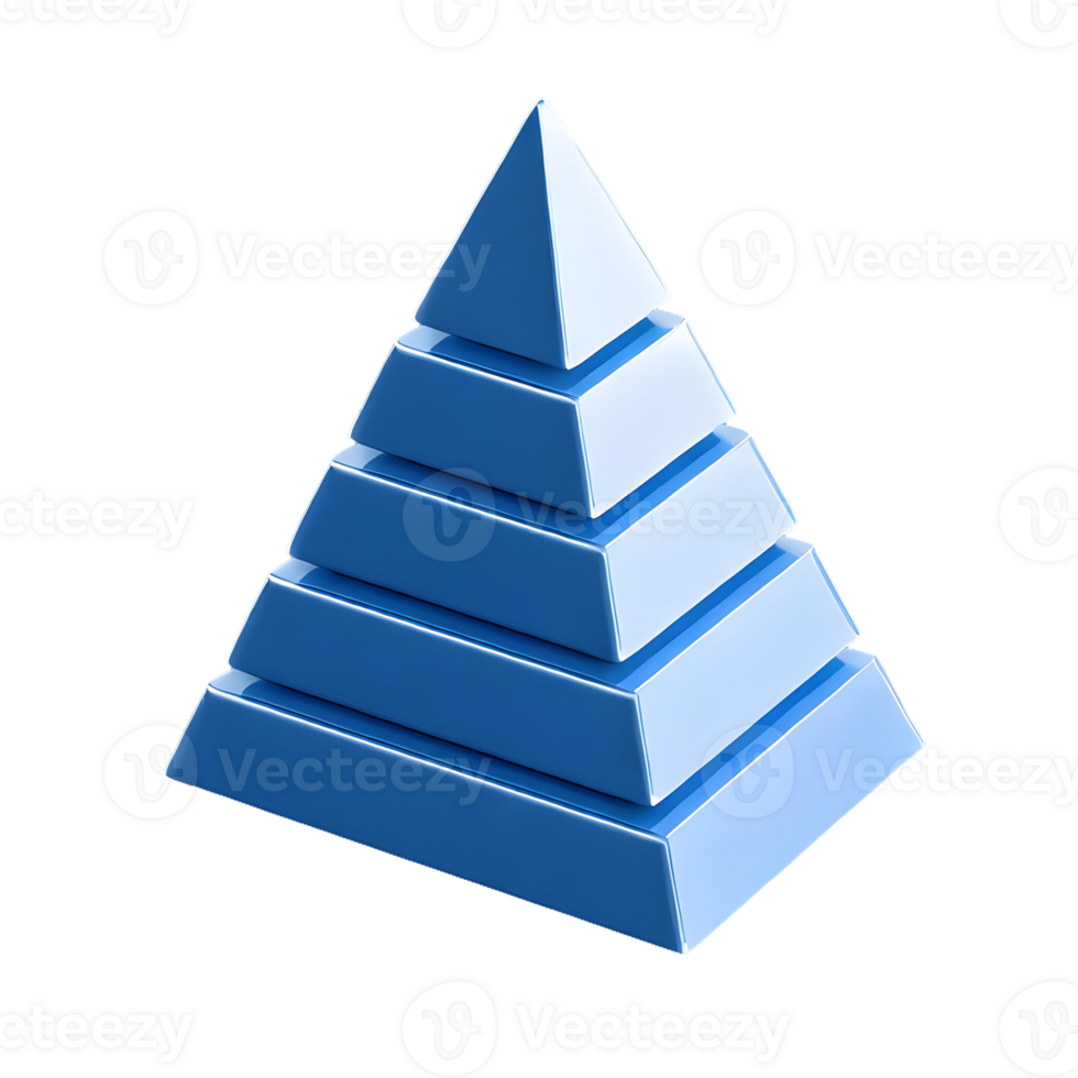 AI generated Pyramid Graph Bar Icon symbol 3d isolated on transparent background png