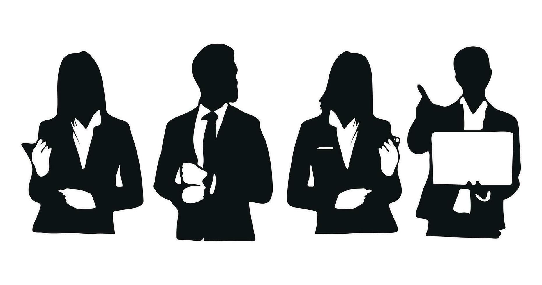 Silhouette of business people, both men and women, in various poses. Silhouette business vector