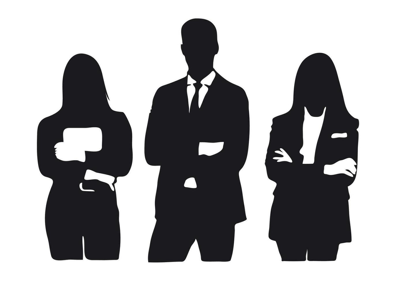 Silhouette of businesspeople, both men and women, in various poses. Silhouette business collection. vector