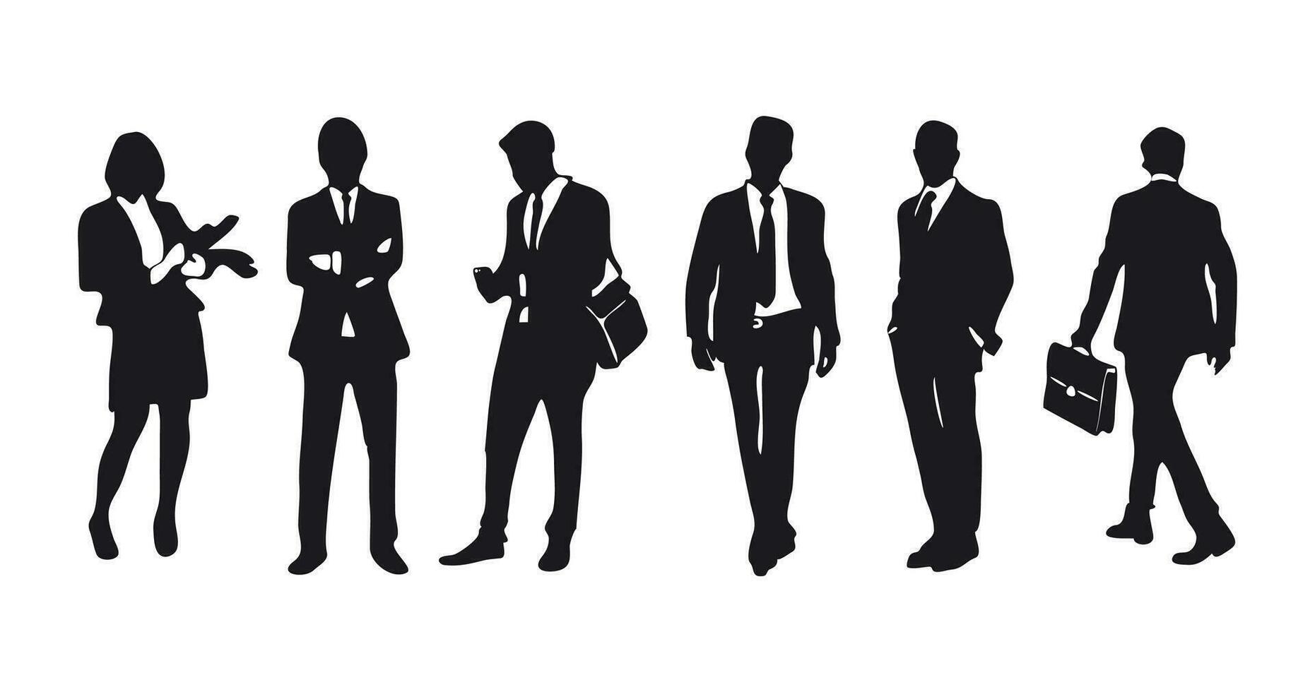 Silhouette businessman with various poses collections vector