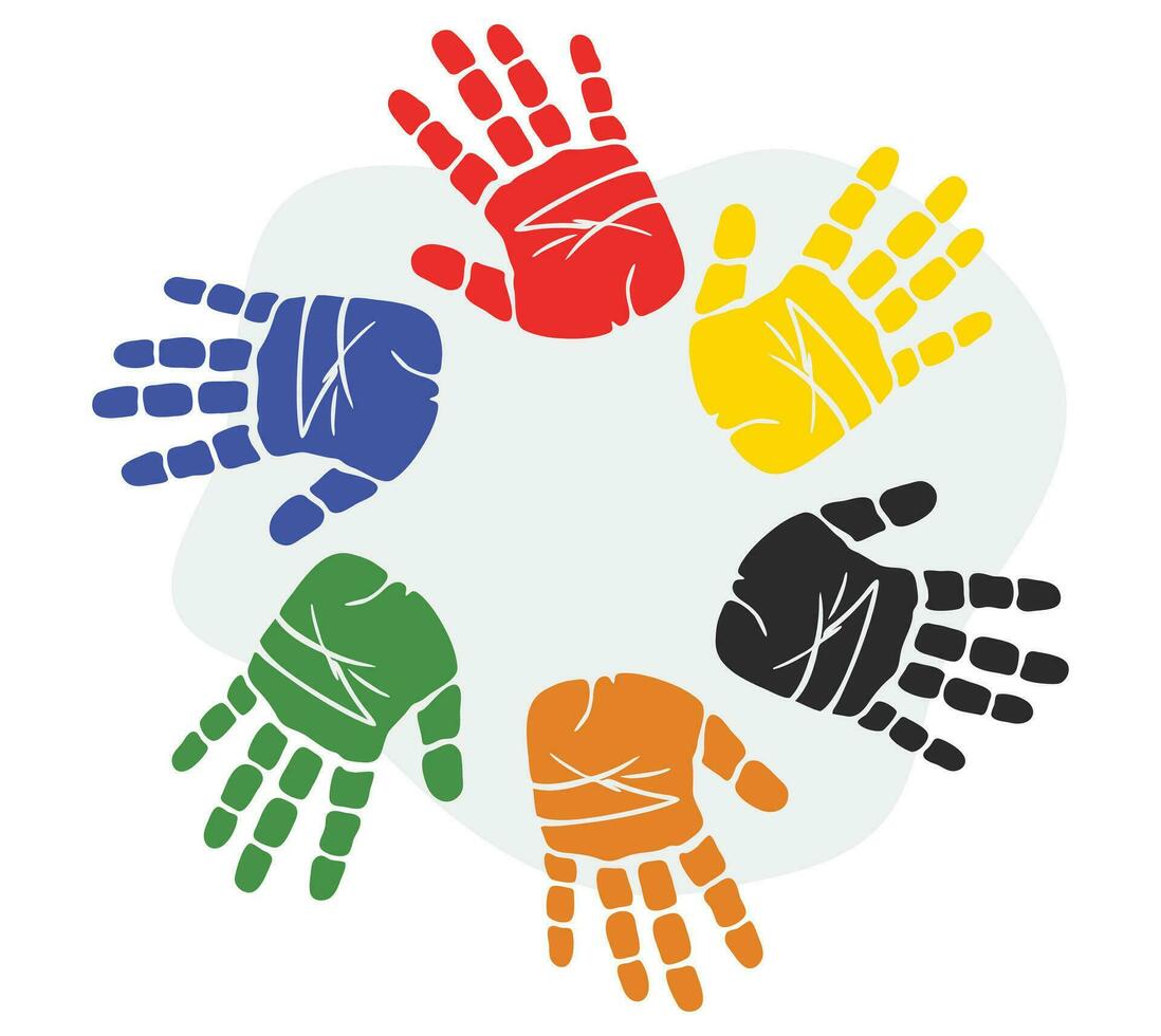 Vector illustration diversity of hands human rights.