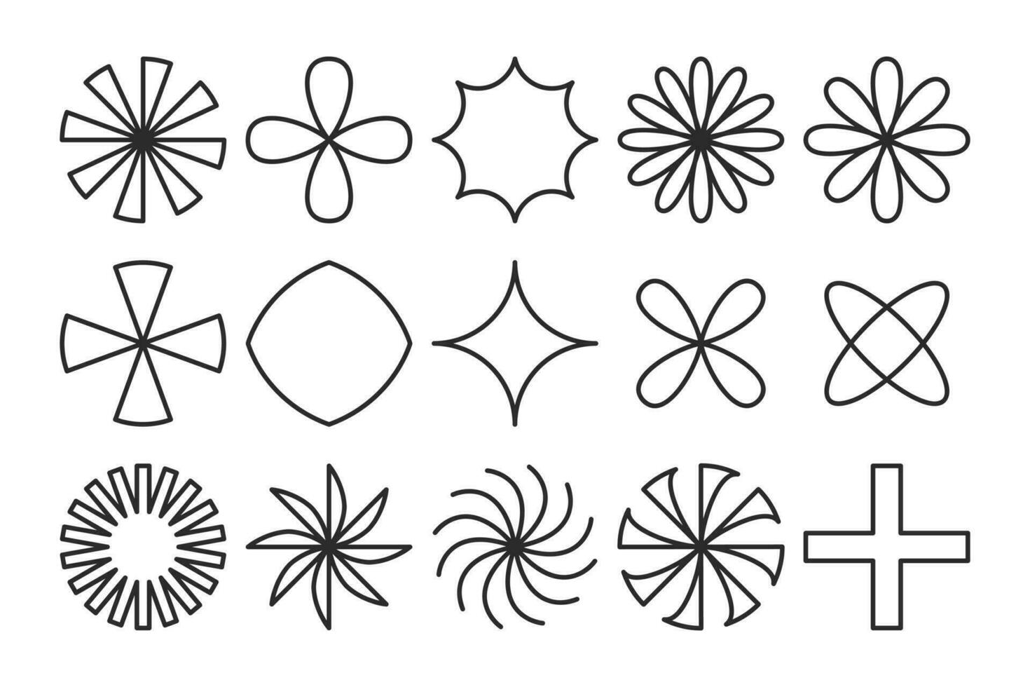 Brutalist abstract geometric outline shape collection. Vector set.