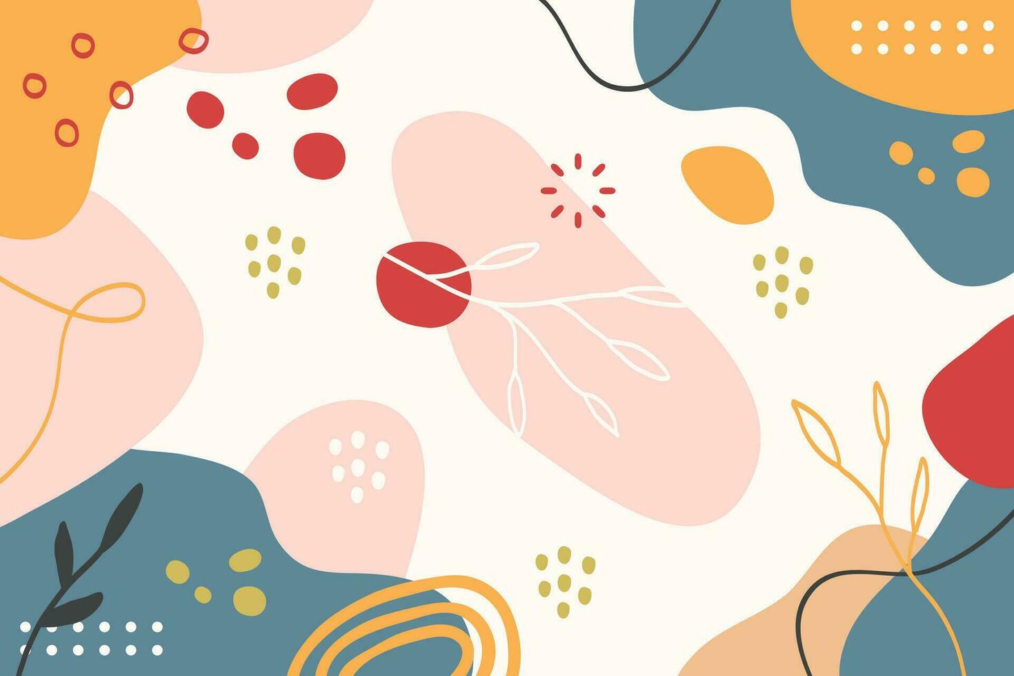 Hand-drawn minimalist abstract retro background vector