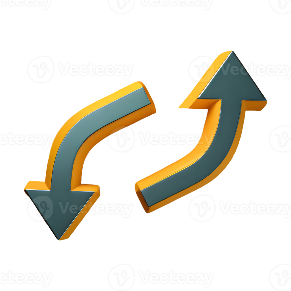 AI generated Two Up Directional Arrows Symbol 3d isolated on transparent background png