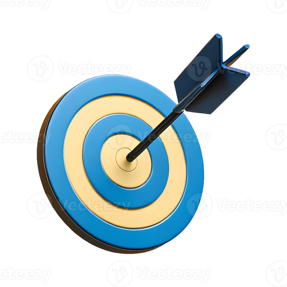 AI generated Target Arrow Board icon Symbol 3d isolated on transparent background png