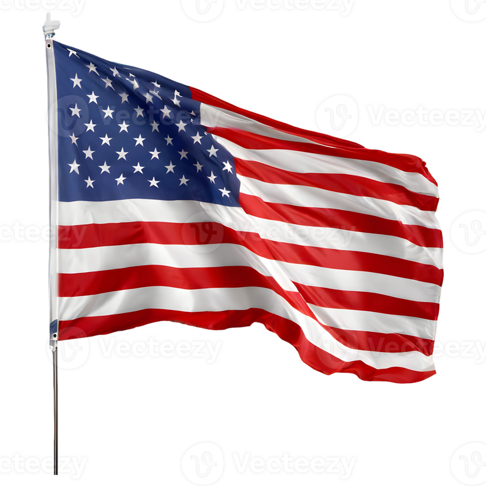 AI generated Waving American Flag isolated on transparent background png