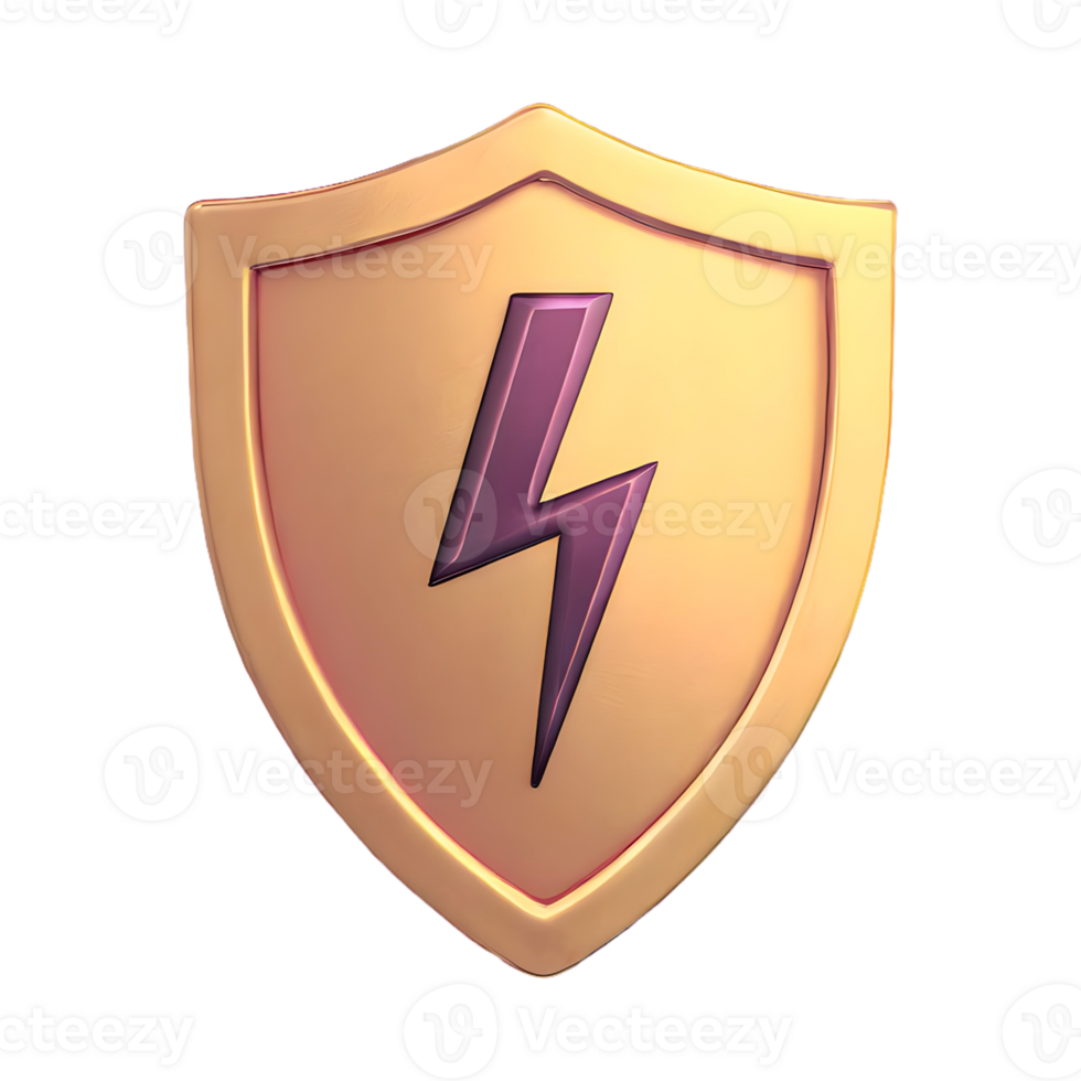 AI generated Power Shield Icon symbol 3d isolated on transparent background png
