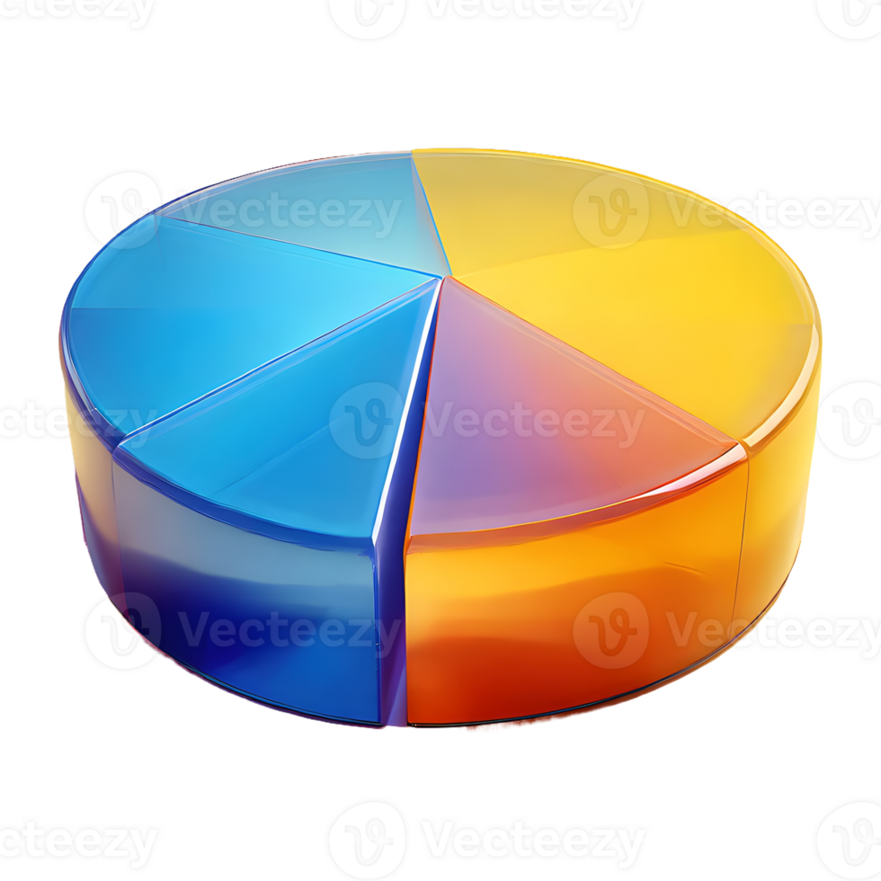 AI generated Translucent Multicolored Pie Chart Segment 3d isolated on transparent background png