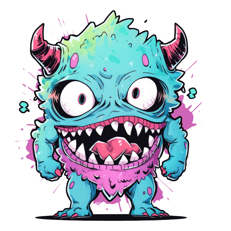 AI generated Vibrant monster character tee design png