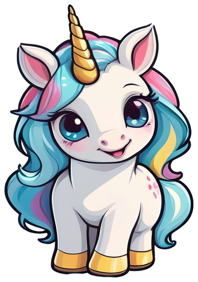 ai generado linda bebé unicornio pegatina png