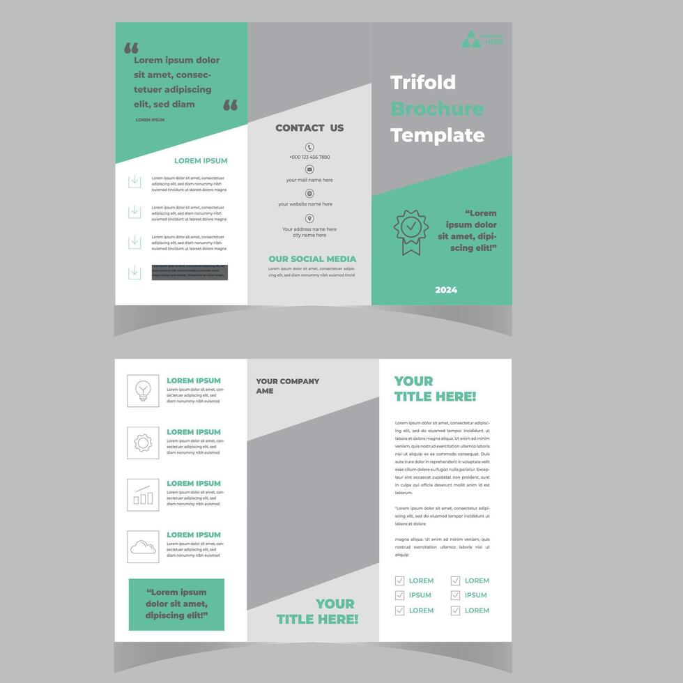 Tri fold brochure design. Teal, orange corporate business template for tri fold flyer. Layout with modern circle photo and abstract background. Creative concept 3 folded flyer or brochure. vector