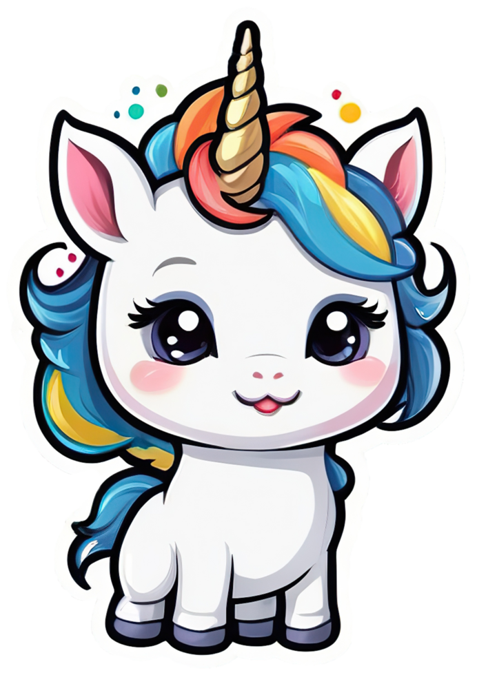 ai generato carino bambino unicorno etichetta png