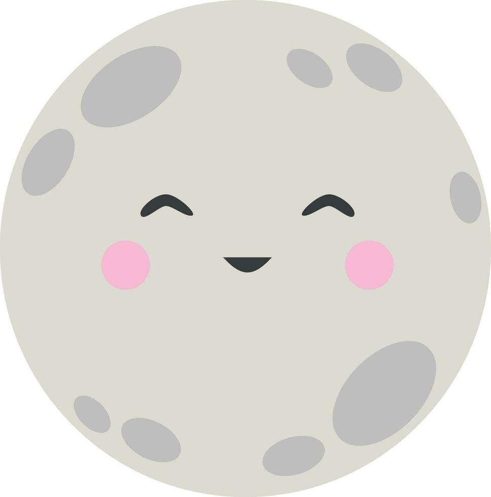 linda Luna con sonriente cara en dibujos animados estilo vector