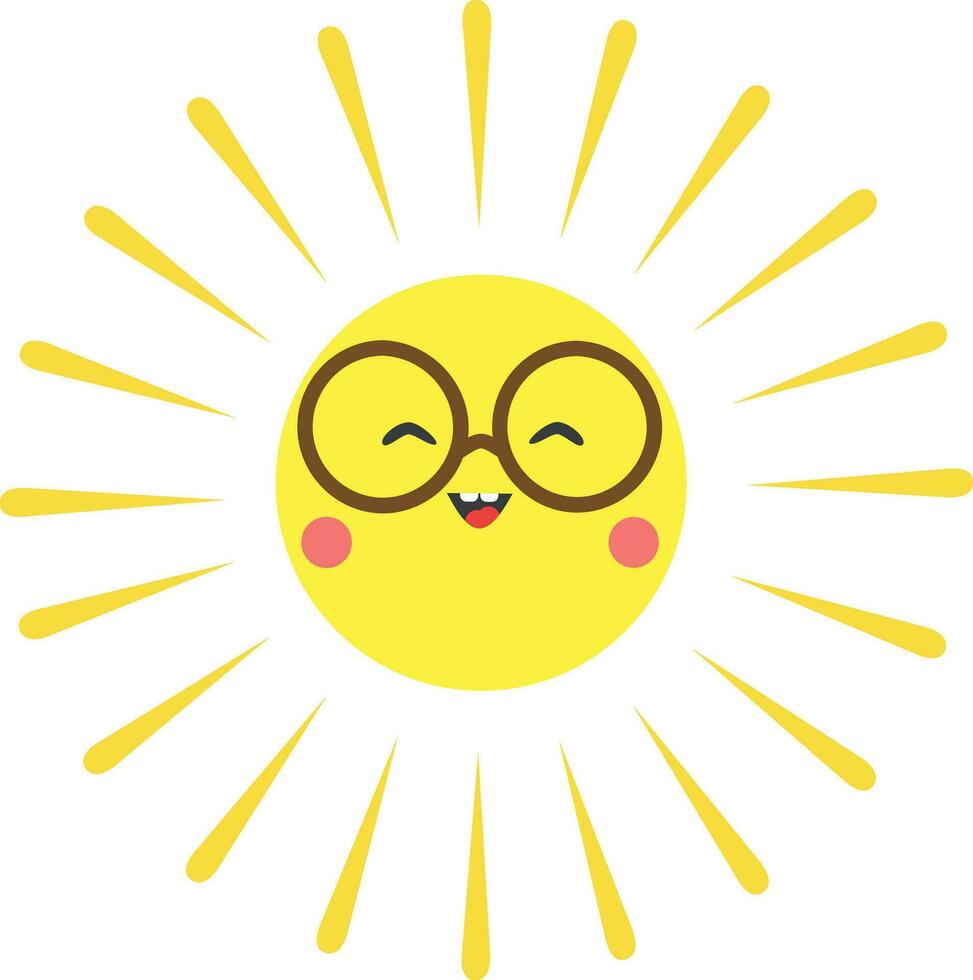 Cute sunny with smiling face in cartoon style vector