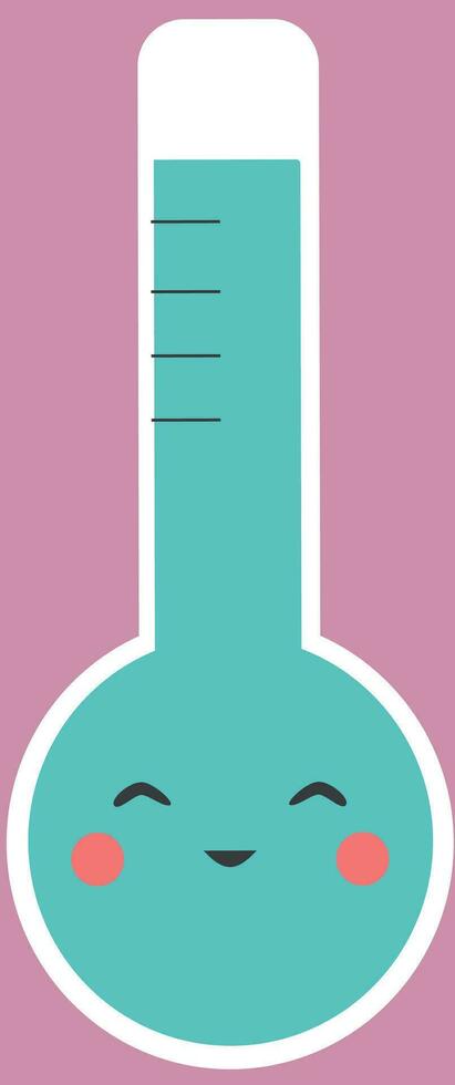 Cute thermometer with smiling face in cartoon style vector