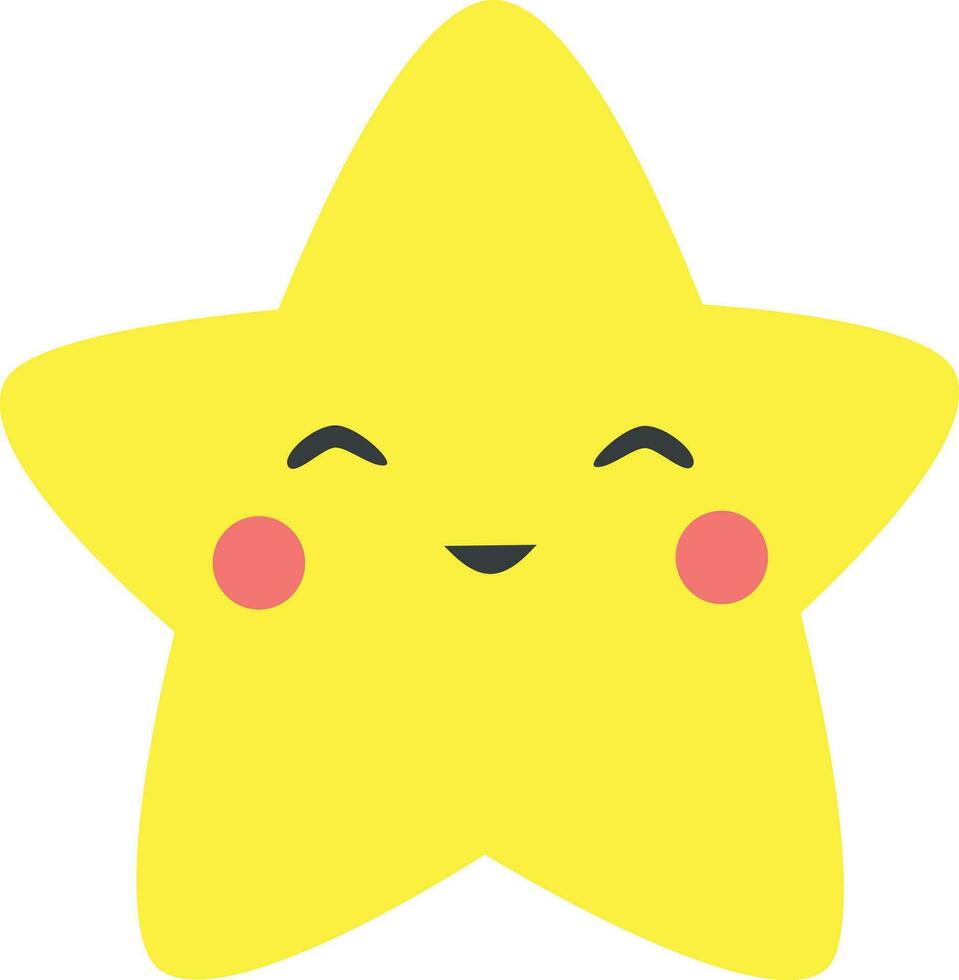 Cute star with smiling face in cartoon style vector
