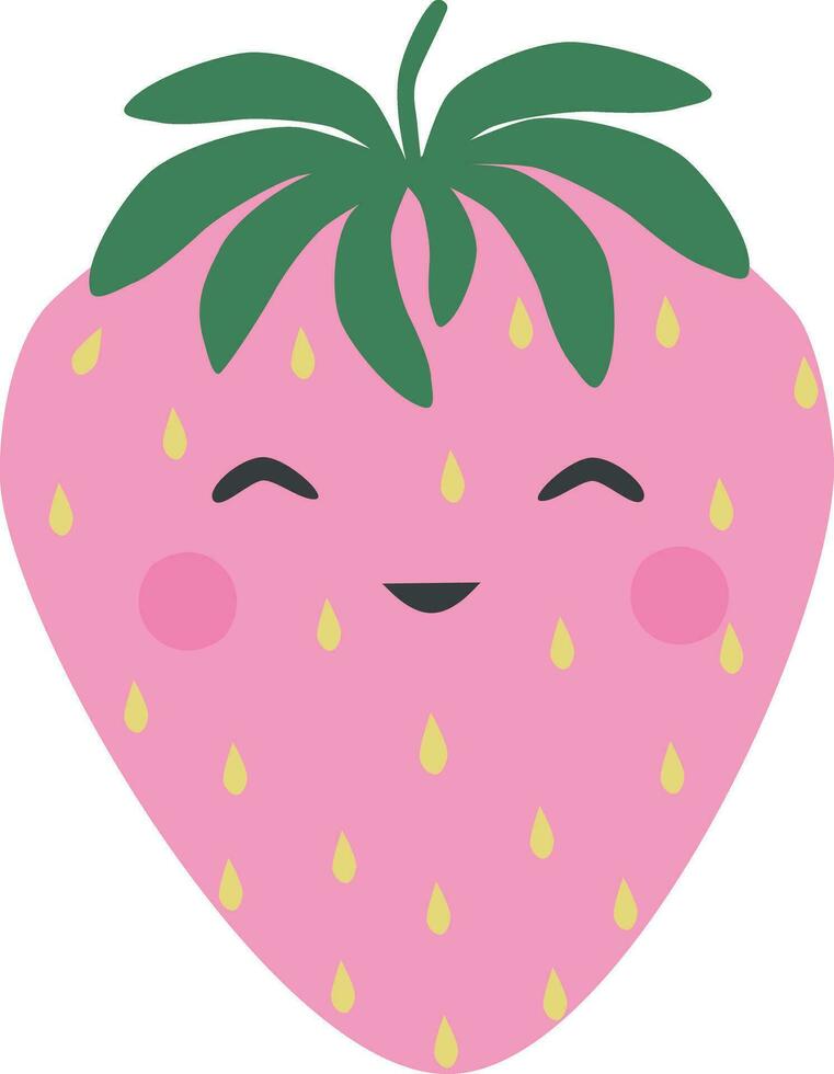 Vector strawberry with smiling face in cartoon style