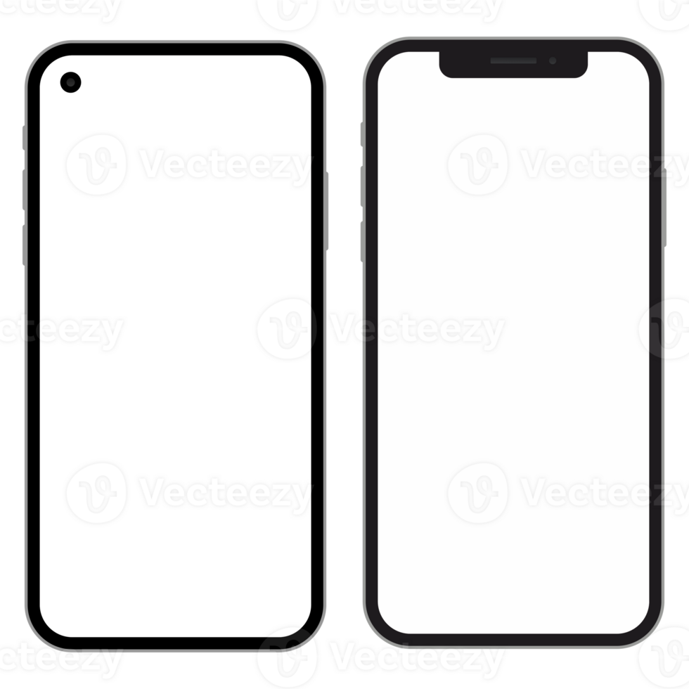 Realistic smartphone with transparent background. Smartphone mockup collection. png