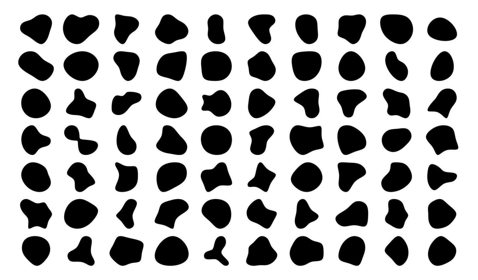Fluid shapes. Random color blotch, blobs abstract organic shapes. Pebble, drop amoeba stone amorphous silhouettes. Inkblot stain 90s texture vector set