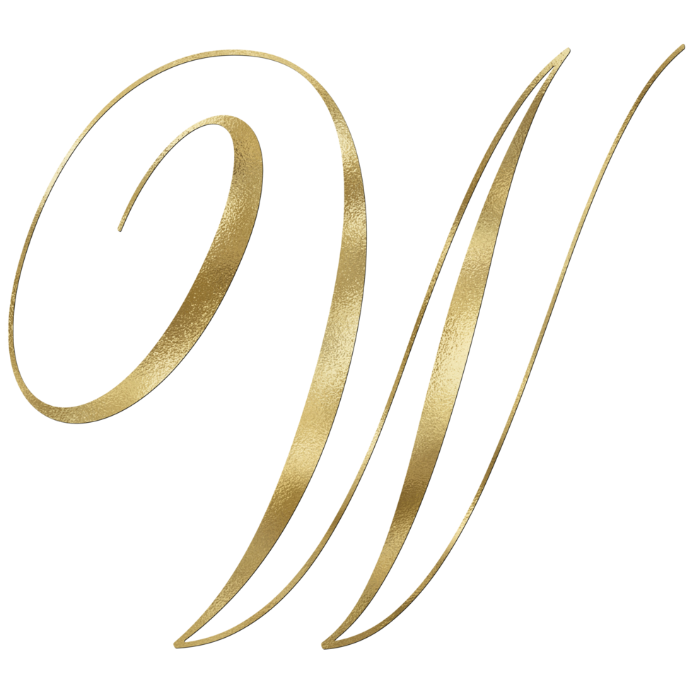 GOLDEN LETTER W CURSIVE STYLE 37047711 PNG