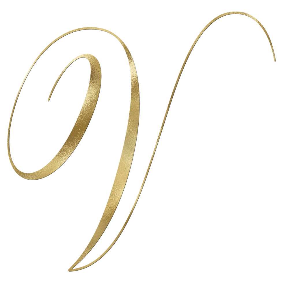 GOLDEN LETTER V CALIGRAPHIC STYLE png