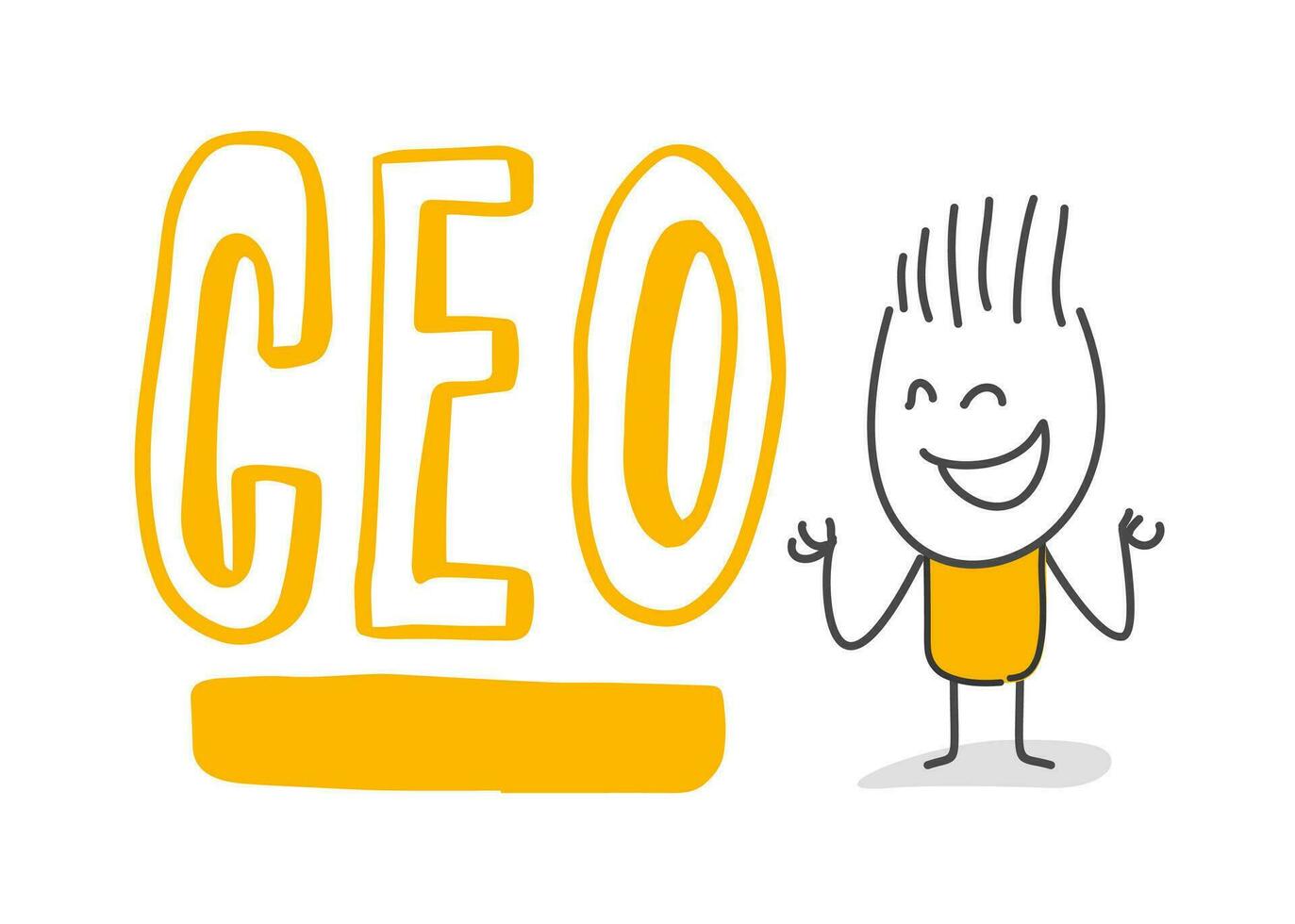 Stick figures. Chief Executive Officer. Hand drawn doodle line art cartoon design character. vector