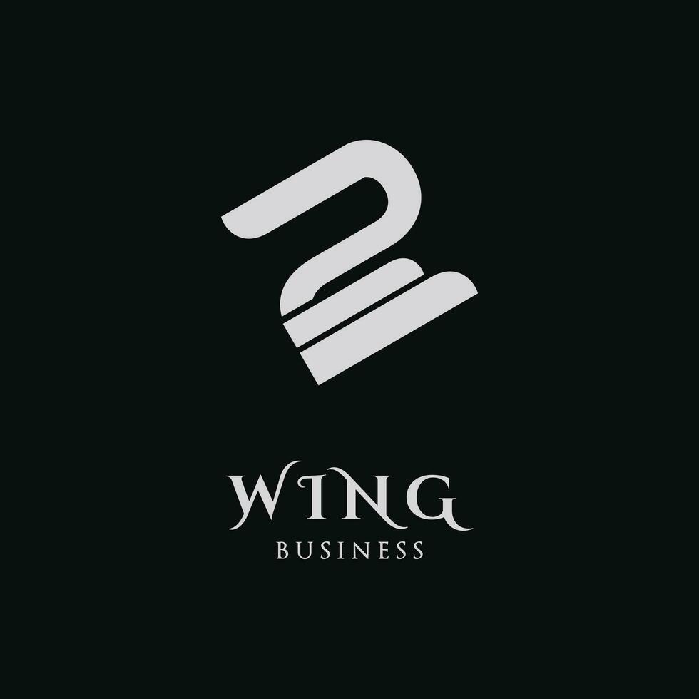 Initial Letter Number 2 or Two Wing Icon Logo Design Template vector