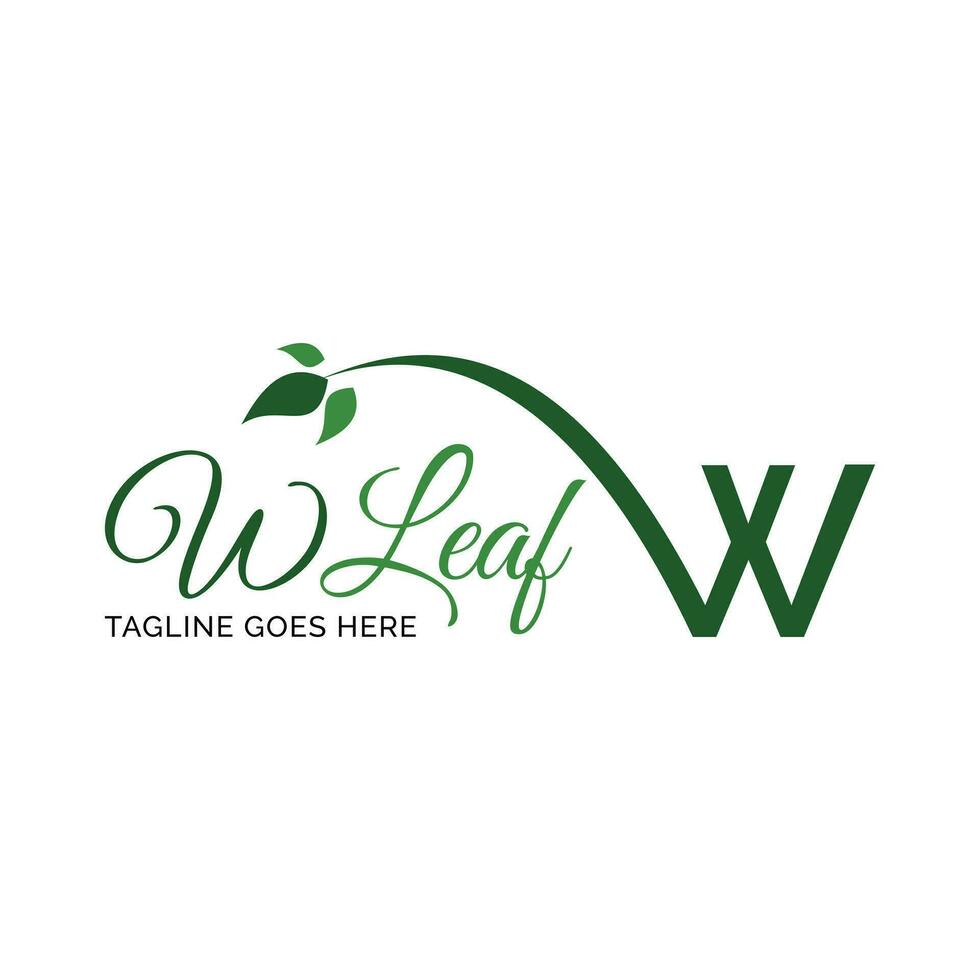 Initial Letter W Leaf Icon Logo Design Template vector