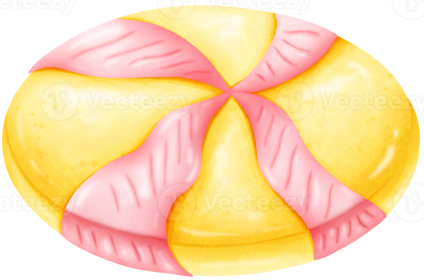 yellow circle candy Topped with pink png
