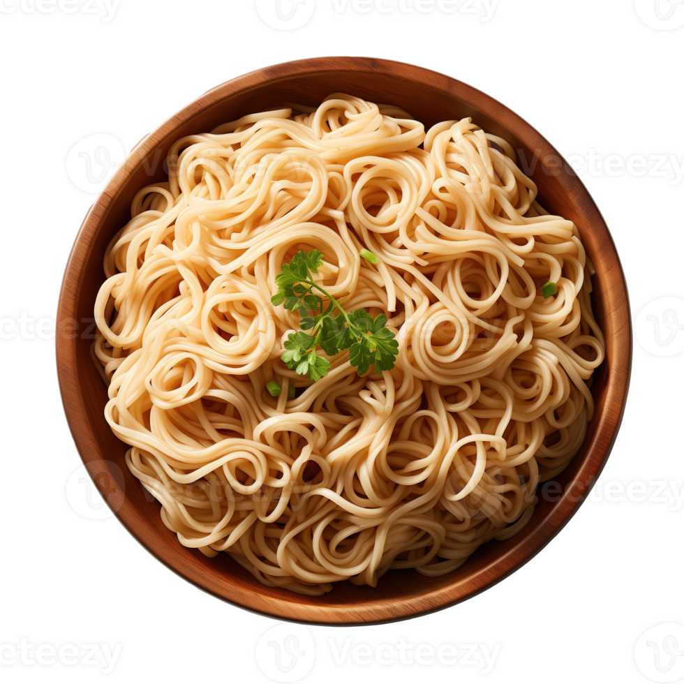 AI generated Bowl of instant noodles with parsley on transparent background png