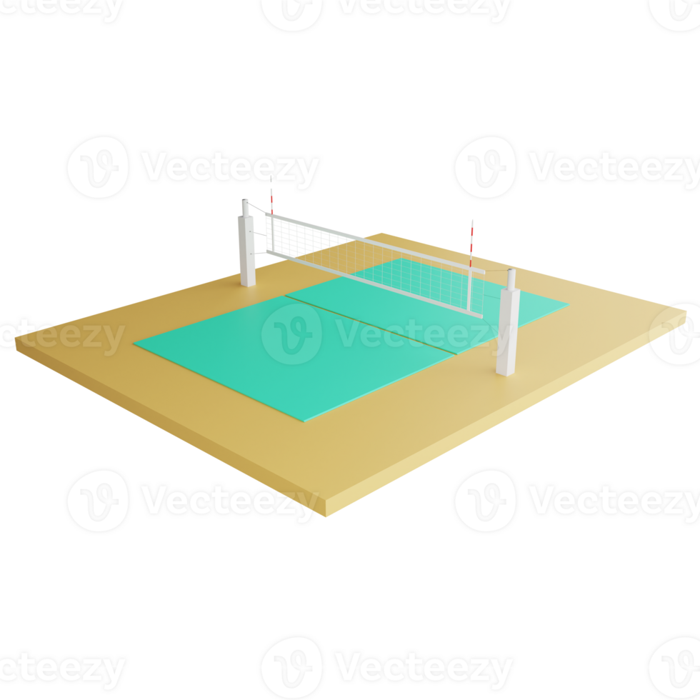 Volleyball court clipart flat design icon isolated on transparent background, 3D render sport and exercise concept png