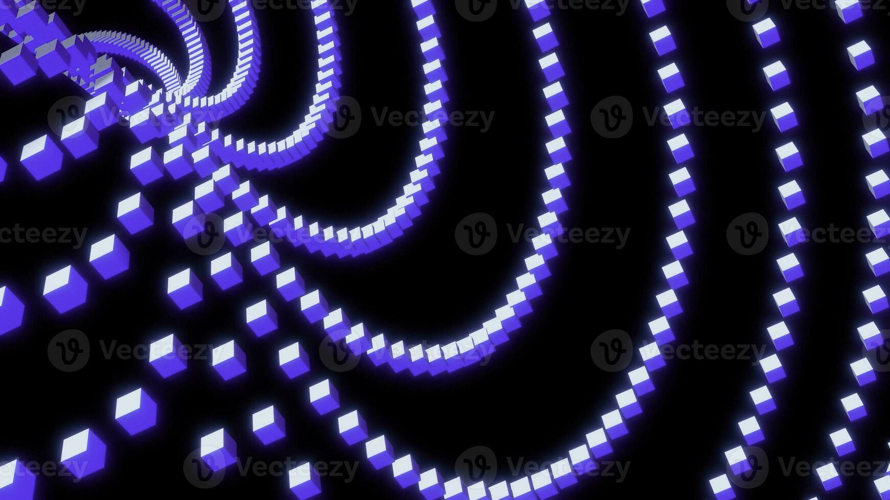 Black background.Design.Bright blue roundels that glow with white lights and lines move in one direction in the animation. photo