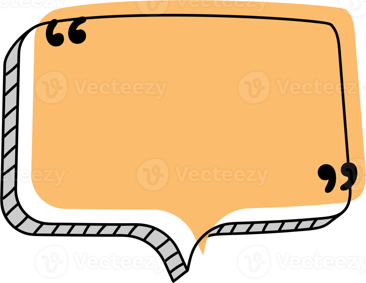3d yellow color speech bubble balloon with quotation marks icon sticker memo keyword planner text box banner, flat png transparent element design