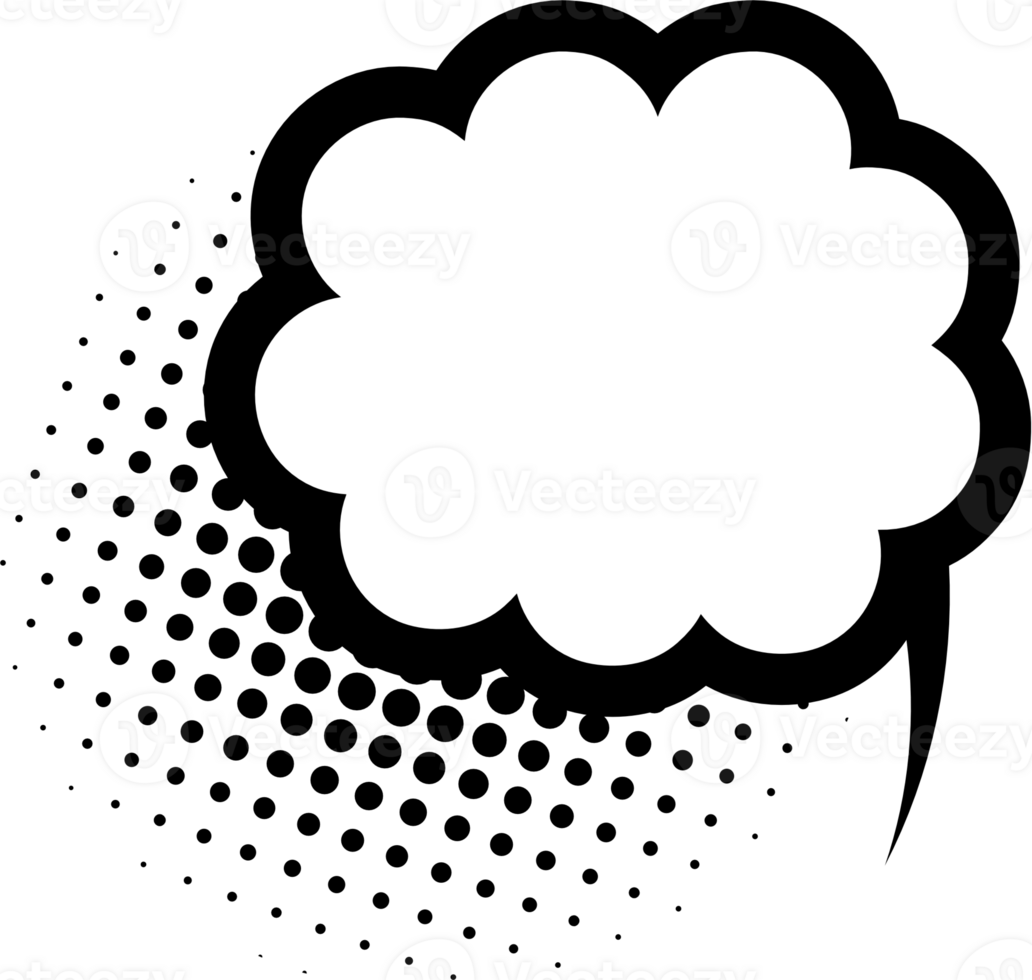 Black and white Pop art polka dots halftone speech bubble balloon icon sticker memo keyword planner text box banner, flat png transparent element design