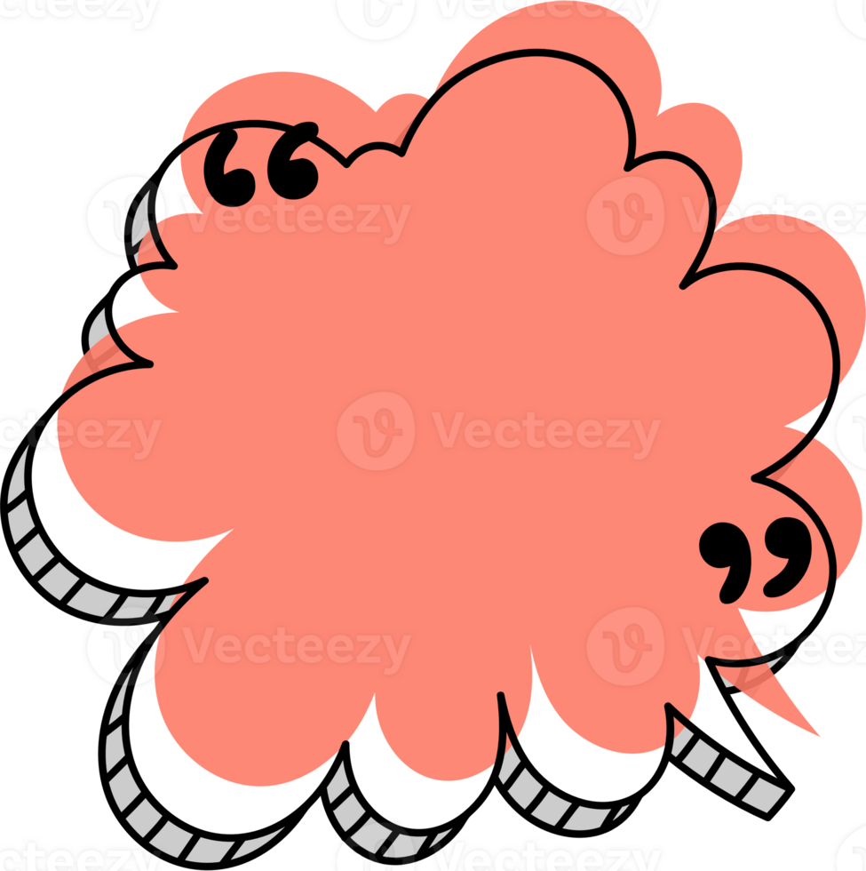 3d orange color speech bubble balloon with quotation marks icon sticker memo keyword planner text box banner, flat png transparent element design