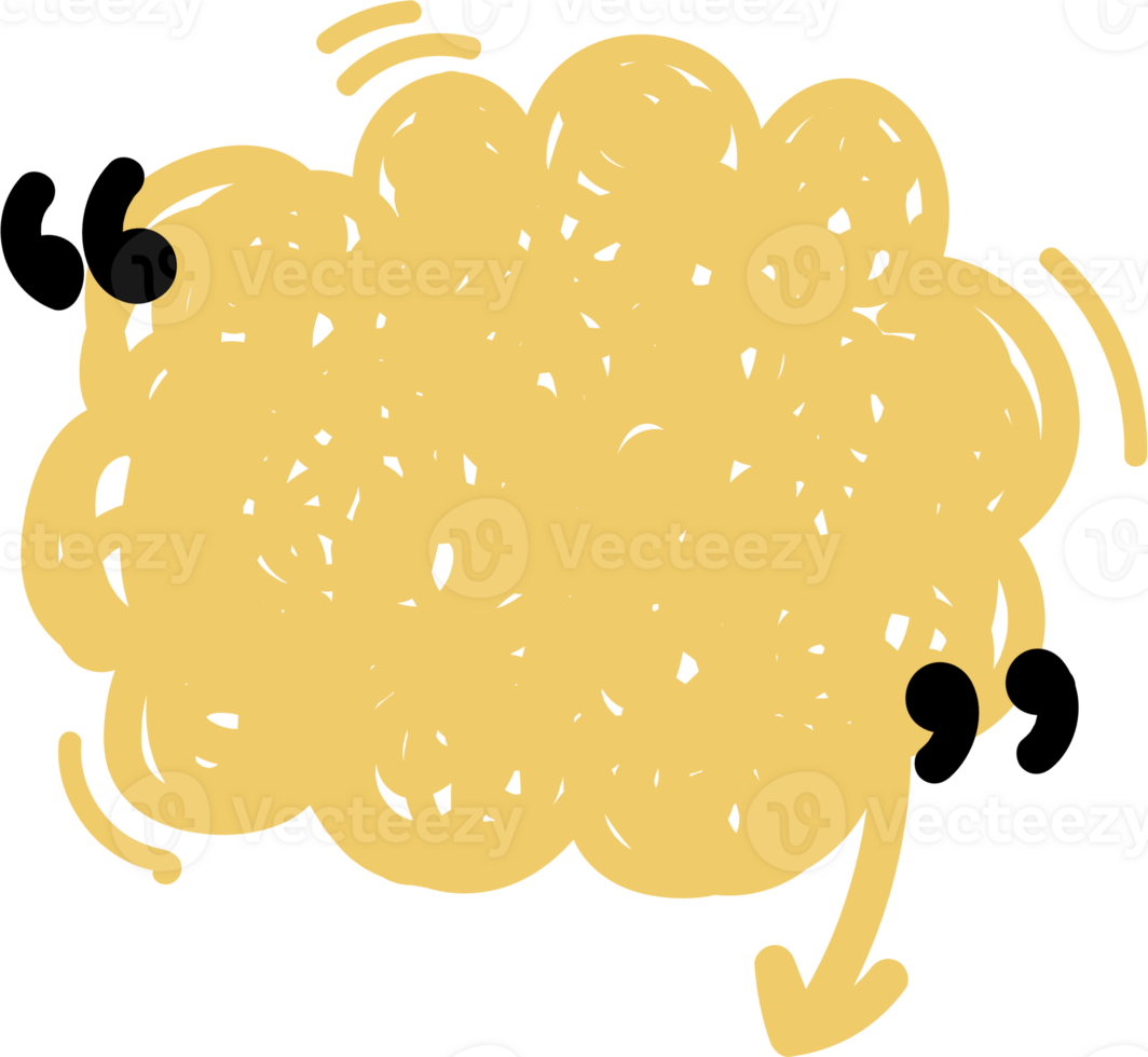 Colorful pastel yellow color speech bubble balloon with quotation marks, icon sticker memo keyword planner text box banner, flat png transparent element design